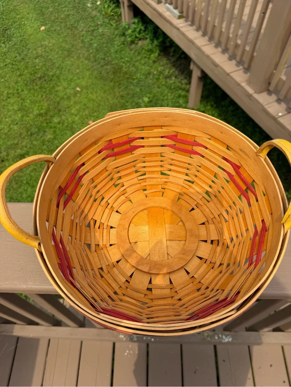 Longaberger Christmas Collection Popcorn Basket with Red Accents Striped Liner